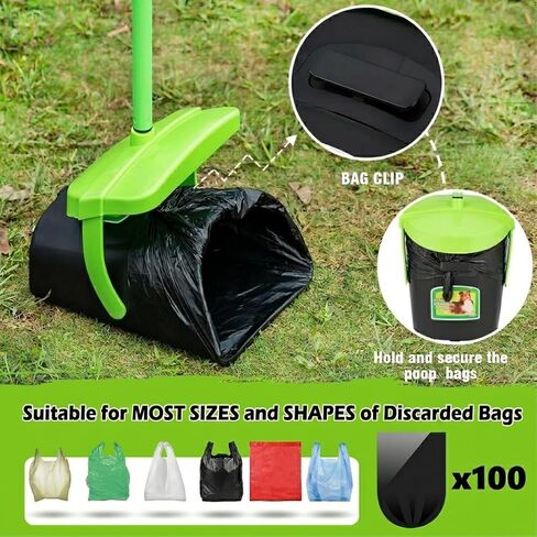 MXF Pooper Scooper Swivel Bin & Rake Kit with 20 Waste Bags, 36.6" Long Handle Adjustable Portable Non-Breakable Dog Pooper Scooper for Large Medium Small Dogs, Poop Scooper for Lawn Yard Dog Kennel in Saudi Arabia