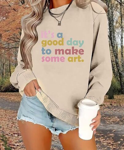 Women Cute Graphic Funny Oversized Pullover Drop Shoulder Sweatshirts in Kuwait