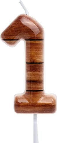 Brown Wood Grain Birthday Candles Rustic Themed 1st Cake Toppers Candle for Vintage Farmhouse Western Barn Wedding Birthday Party Decorations Supplies in Saudi Arabia