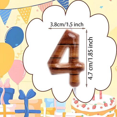 Brown Wood Grain Birthday Candles Rustic Themed 1st Cake Toppers Candle for Vintage Farmhouse Western Barn Wedding Birthday Party Decorations Supplies in Saudi Arabia