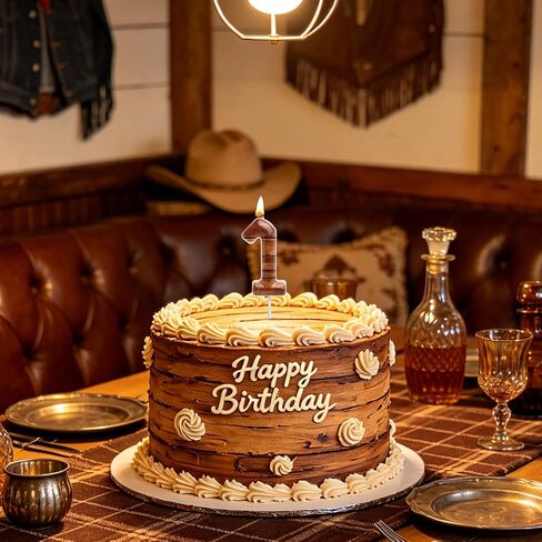Brown Wood Grain Birthday Candles Rustic Themed 1st Cake Toppers Candle for Vintage Farmhouse Western Barn Wedding Birthday Party Decorations Supplies in Saudi Arabia