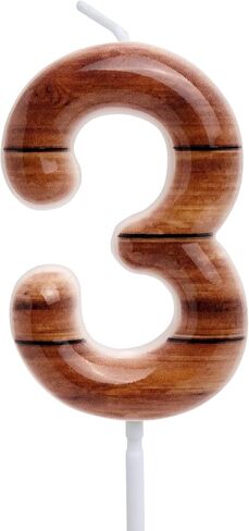 Brown Wood Grain Birthday Candles Rustic Themed 1st Cake Toppers Candle for Vintage Farmhouse Western Barn Wedding Birthday Party Decorations Supplies in Kuwait