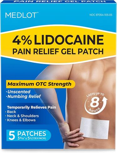 Lidocaine Patches 4% Maximum OTC Strength, Pain Relief Patches for Back, Knee, Sciatica & Nerve, Shoulder, Neck, Ankle, Joint & Muscle Pain, 5 Count, Unscented in Saudi Arabia