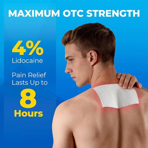 Lidocaine Patches 4% Maximum OTC Strength, Pain Relief Patches for Back, Knee, Sciatica & Nerve, Shoulder, Neck, Ankle, Joint & Muscle Pain, 5 Count, Unscented in Saudi Arabia