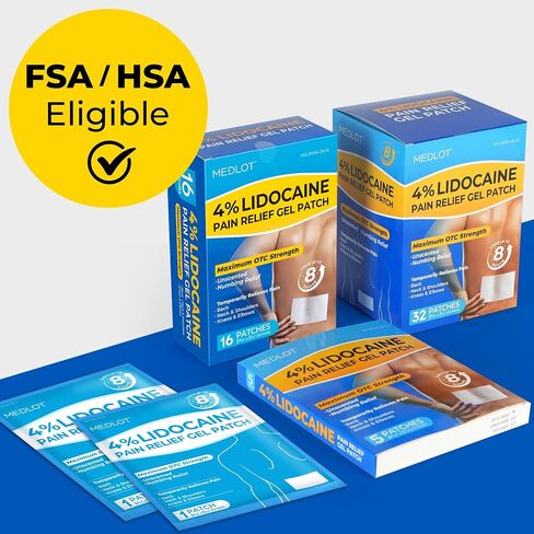 Lidocaine Patches 4% Maximum OTC Strength, Pain Relief Patches for Back, Knee, Sciatica & Nerve, Shoulder, Neck, Ankle, Joint & Muscle Pain, 5 Count, Unscented in Saudi Arabia