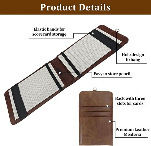 Leather Golf Scorecard Holder,Score Card Holder Golf,Yardage Book Cover,Golf Scorecard Book (Black) in Saudi Arabia