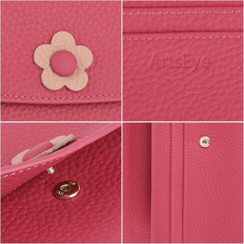 Ladies Purse RFID Blocking Genuine Leather Large Capacity Slim Wallet for Women, Rose Red, L, Casual in Saudi Arabia