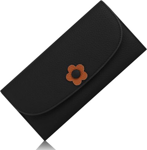 Ladies Purse RFID Blocking Genuine Leather Large Capacity Slim Wallet for Women, Rose Red, L, Casual in Saudi Arabia
