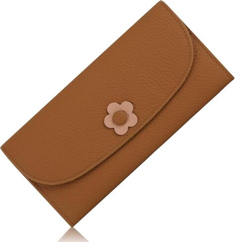 Ladies Purse RFID Blocking Genuine Leather Large Capacity Slim Wallet for Women, Rose Red, L, Casual in Saudi Arabia