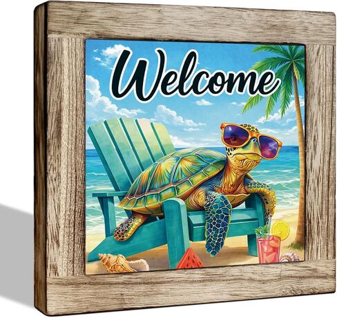 Hello Sunshine Wooden Box Sign - Rustic Summer Decor with Lemon and Blue Hydrangea Design, Perfect for Tabletop, Kitchen, Desk, Porch, Beach House, Seasonal Home Decoration in Kuwait