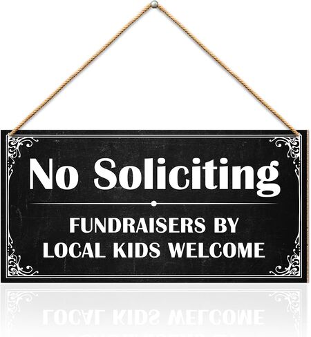 No Soliciting Sign for House Front Door, Funny No Soliciting Fundraisers By Local Kids Welcome Wooden Hanging Sign for House Home Door, Unwelcome Solicitors Signs in Saudi Arabia