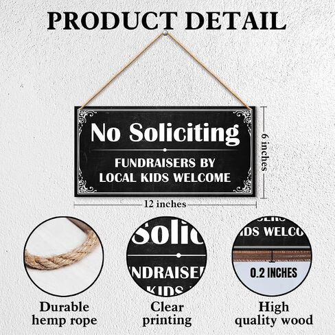 No Soliciting Sign for House Front Door, Funny No Soliciting Fundraisers By Local Kids Welcome Wooden Hanging Sign for House Home Door, Unwelcome Solicitors Signs in Saudi Arabia