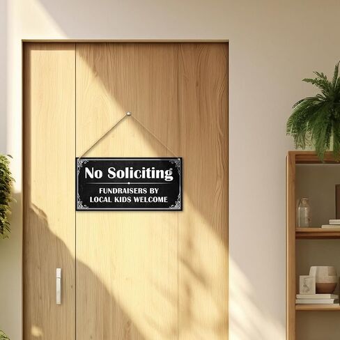 No Soliciting Sign for House Front Door, Funny No Soliciting Fundraisers By Local Kids Welcome Wooden Hanging Sign for House Home Door, Unwelcome Solicitors Signs in Saudi Arabia