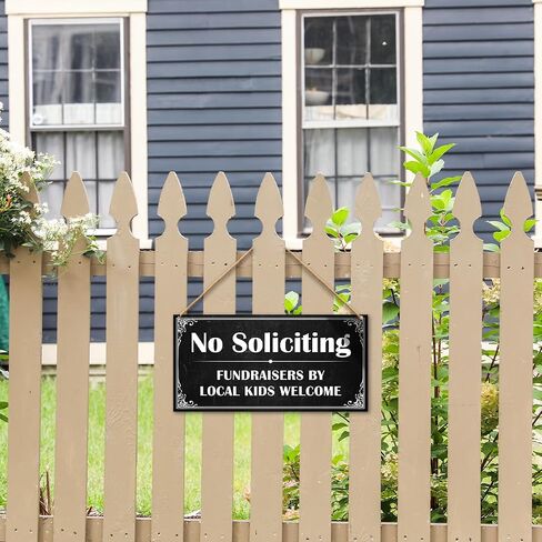 No Soliciting Sign for House Front Door, Funny No Soliciting Fundraisers By Local Kids Welcome Wooden Hanging Sign for House Home Door, Unwelcome Solicitors Signs in Saudi Arabia