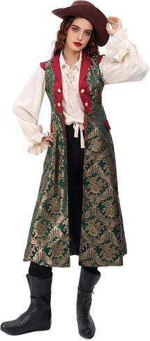 Medieval Gothic Pirate Vest jacket Renaissance Long Sleeveless Surcoat Halloween Cosplay Costume for Women in Saudi Arabia