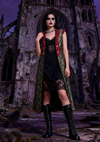 Medieval Gothic Pirate Vest jacket Renaissance Long Sleeveless Surcoat Halloween Cosplay Costume for Women in Saudi Arabia