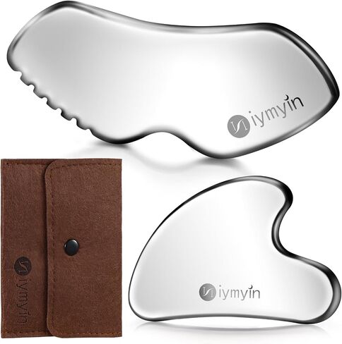 304Stainless Steel Gua Sha Facial Tools Lymphatic Drainage Puffiness | Jawline Sculpting & Tightening Tool for Face Contouring & Wrinkle Reduction, Great Gift for Her Skin Care, Cooling Therapy in Kuwait