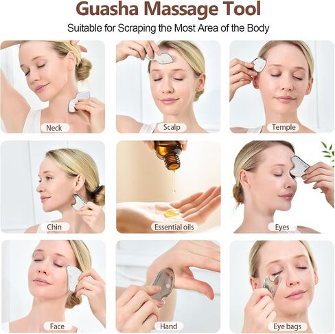 304Stainless Steel Gua Sha Facial Tools Lymphatic Drainage Puffiness | Jawline Sculpting & Tightening Tool for Face Contouring & Wrinkle Reduction, Great Gift for Her Skin Care, Cooling Therapy in Kuwait