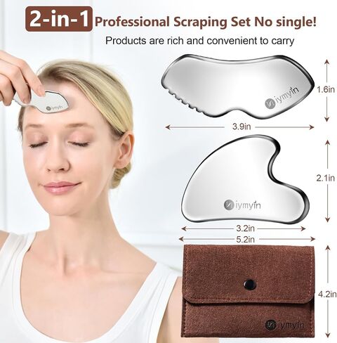304Stainless Steel Gua Sha Facial Tools Lymphatic Drainage Puffiness | Jawline Sculpting & Tightening Tool for Face Contouring & Wrinkle Reduction, Great Gift for Her Skin Care, Cooling Therapy in Kuwait