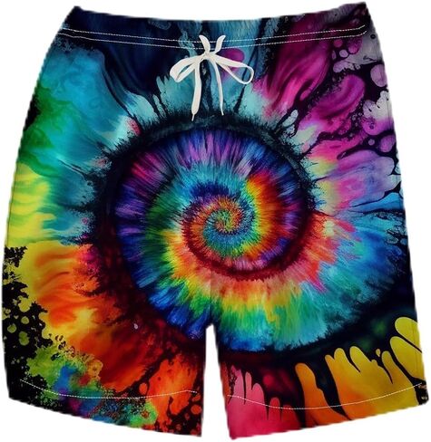 LAOLIUSN Men's Tie-Dye Board Shorts Psychedelic Graphic Beach Shorts in Saudi Arabia