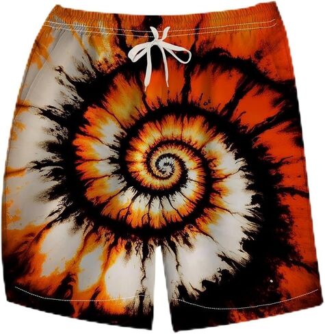 LAOLIUSN Men's Tie-Dye Board Shorts Psychedelic Graphic Beach Shorts in Saudi Arabia