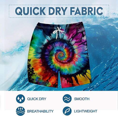 LAOLIUSN Men's Tie-Dye Board Shorts Psychedelic Graphic Beach Shorts in Saudi Arabia