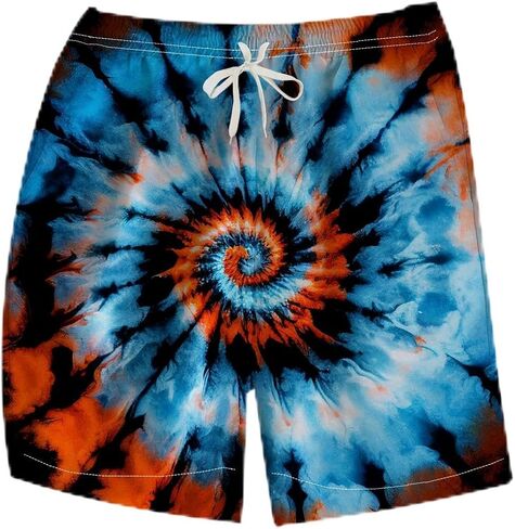 LAOLIUSN Men's Tie-Dye Board Shorts Psychedelic Graphic Beach Shorts in Saudi Arabia
