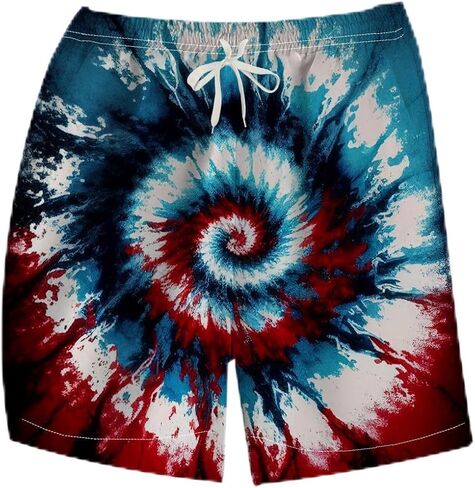 LAOLIUSN Men's Tie-Dye Board Shorts Psychedelic Graphic Beach Shorts in Saudi Arabia