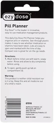 EZY DOSE Daily 4X a Day Pill Organizer, Vitamin Planner Box, One Day 4 Times a Day Medicine Case, Colors May Vary (4 Time a Day - 2 Pack) in Kuwait