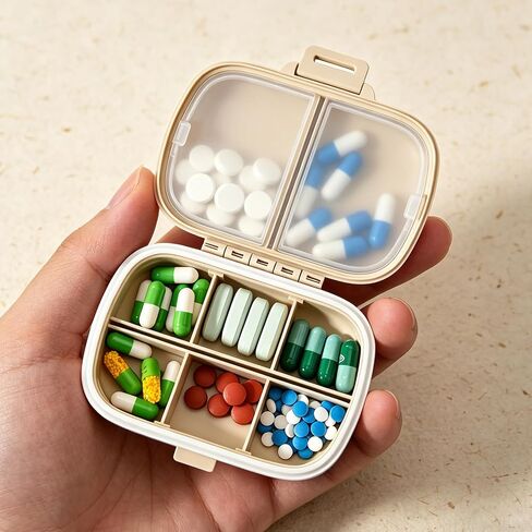 Pill Organizer Pill Box Portable- Travel Pills Case, Compact Medicine Organizer with Compartments for Daily Use Travel(Green) in Kuwait
