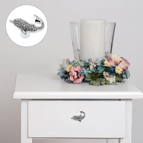 Homoyoyo 4pcs Metallic Dolphin Drawer Knobs with Screws, Nautical Room Handles, Single Hole Cupboard Pulls for Wardrobe and Dresser Decor in Saudi Arabia