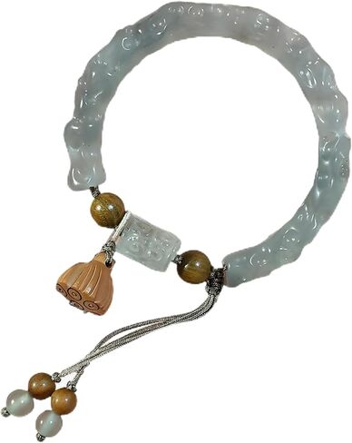 Handcrafted Lotus Knot Resin Bracelet with Tassel, Light Green, Adjustable Chinese style, good luck, feng shui bracelet, ladies' birthday gift Banquet/Christmas Gift/New Year gift/Valentine's Day gift in Kuwait