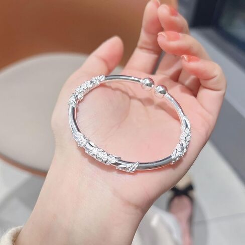سوار مفتوح من الفضة الإسترليني عيار 925، سوار أنيق وأنيق للنساء in Kuwait