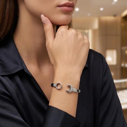 316L Stainless Steel Unisex Biker Mechanic Wrench Tool Open Biker Bangle Bracelet Fashion Jewelry Gift for Women Men in Kuwait