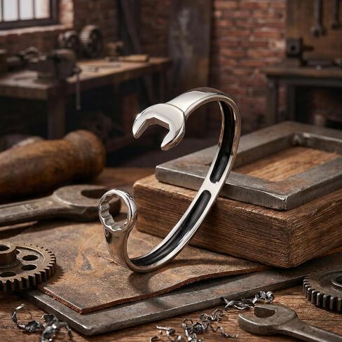 316L Stainless Steel Unisex Biker Mechanic Wrench Tool Open Biker Bangle Bracelet Fashion Jewelry Gift for Women Men in Kuwait