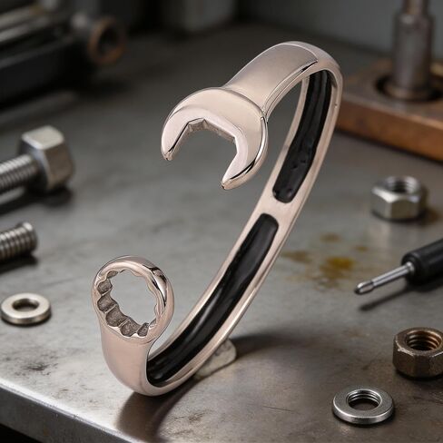 316L Stainless Steel Unisex Biker Mechanic Wrench Tool Open Biker Bangle Bracelet Fashion Jewelry Gift for Women Men in Kuwait