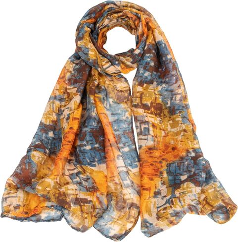 XuoAz Fashion Cotton Scarf for Women Fall Scarves Lightweight Floral Print Shawl Wraps for Spring Summer in Kuwait
