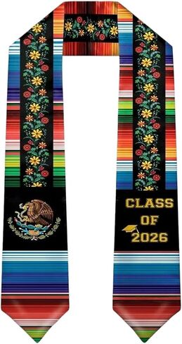 Mexican Embroidered Yellow and Red Flower Graduation Sash Class of 2026 Graduation Stole in Saudi Arabia