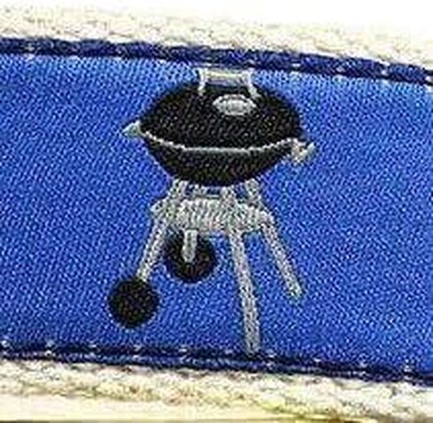 Country Club Prep Grillin Tab Belt for Men | Leather | Anti-Scratch Brass Buckle | 7 Sizes - Blue on Natural Canvas in Saudi Arabia