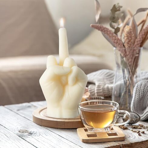 6sisc Middle Finger Scented Candle White Large Size Danish Pastel Room Decor Pine Aromatherapy Candle Long Lasting Natural Soy Wax Hand Gesture Fragrance Candlestick for Home Room Supplies 7.1" X 3.7" in Saudi Arabia