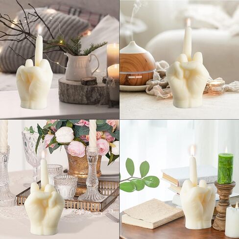 6sisc Middle Finger Scented Candle White Large Size Danish Pastel Room Decor Pine Aromatherapy Candle Long Lasting Natural Soy Wax Hand Gesture Fragrance Candlestick for Home Room Supplies 7.1" X 3.7" in Saudi Arabia