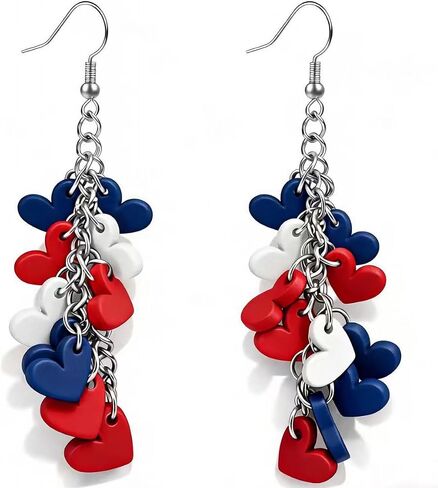 Heart Drop Dangle Earrings for Women Acrylic Love Heart Tassel Jewelry Gifts Rainbow LGBTQ Gay Pride Earrings 4th of July Independence Day Jewelry Valentine's Day Themed Gifts in Saudi Arabia