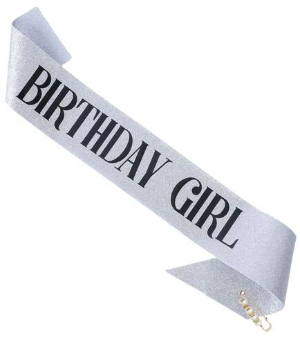 'Birthday Girl' Black Glitter Sash With Red Foil for Sweet 16, 18th, 21st, 30th, 40th, 50th or Any Other Bday Party in Saudi Arabia