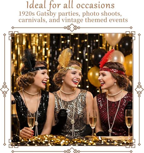 45 Pcs 1920s Flapper Headband Bulk Roaring 20s Hair Costume Flapper Headpiece for Women Costume Parties (Colorful) in Saudi Arabia