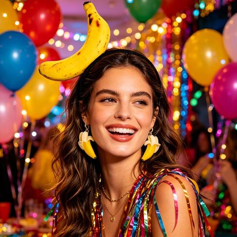 Banana Costume, Halloween Costumes, 3 PCS Halloween Headband with Banana Headband and Banana Earrings, Carnival Costumes Women for Attending Halloweens and Parties Use by Those Aged 15 and Above in Saudi Arabia