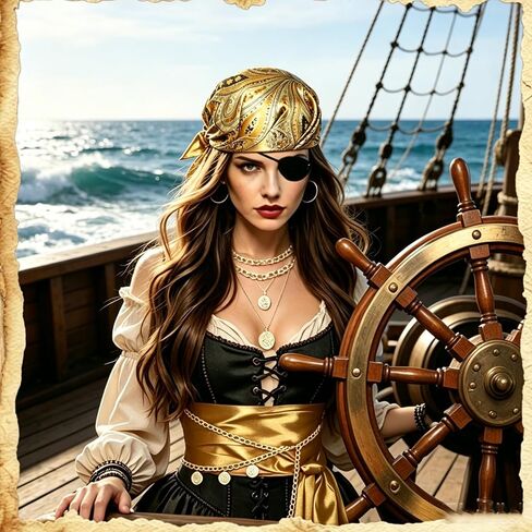 Pirate Costume Accessories Set for Womens, Pirate Bandana, Sash, Eye Patch, Waist Chains, Necklace, Earrings in Saudi Arabia