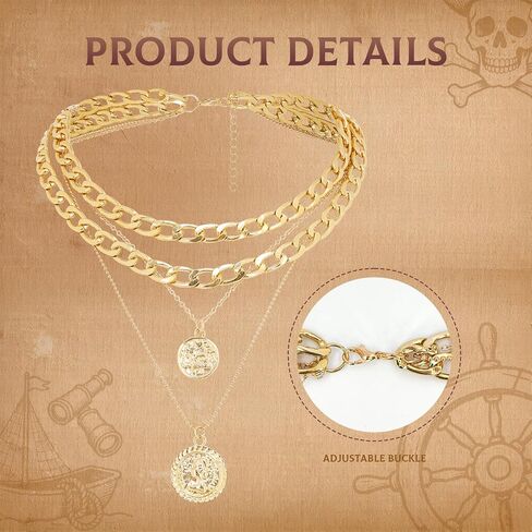 Pirate Costume Accessories Set for Womens, Pirate Bandana, Sash, Eye Patch, Waist Chains, Necklace, Earrings in Saudi Arabia