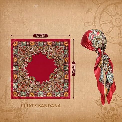 Pirate Costume Accessories Set for Womens, Pirate Bandana, Sash, Eye Patch, Waist Chains, Necklace, Earrings in Saudi Arabia