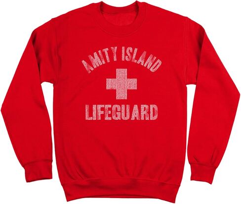 Amity Island Lifeguard Funny Classic Shark Great White Beach Life Guard 90s Movie Humor Mens Sweatshirt in Saudi Arabia