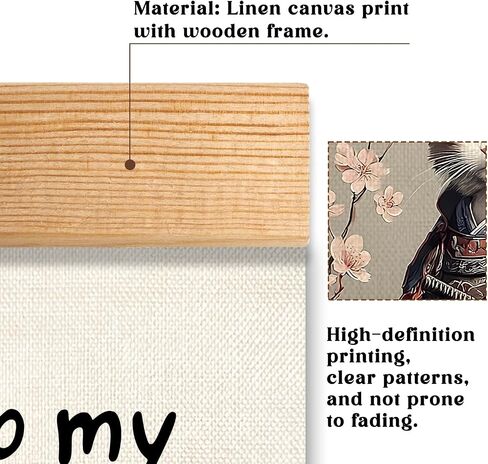 HEYJEEPER Samurai Cat Wall Art 14x18.5 Inch Linen Canvas Poster, Vintage Japanese Cat Warrior Print Wall Hanging Poster, Funny Animal Print for Living Room Bedroom Home Decor Gift（Japanese Cats） in Saudi Arabia